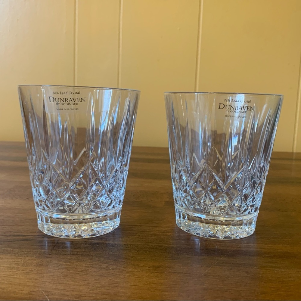 Dunkraven by Godinger 24% Lead Crystal Drink ware 2 glasses Cocktail Party Dine